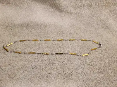 Two-tone Gold & Silver Bar Link Necklace approx 20", View more