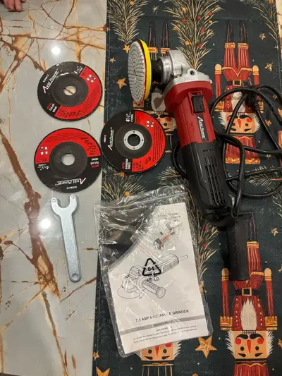 AVID POWER Angle Grinder 7.5-Amp 4-1/2 inch with 2 Grinding Wheels, 2 Cutting Wheels, Flap Disc and...