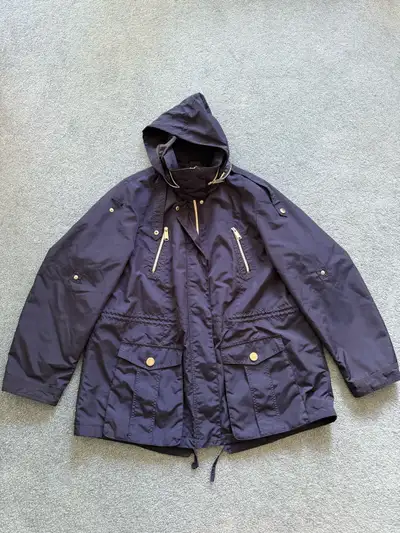 Love & Legend Spring Coat size 2X, with removable hood and roll up sleeves. 100% polyester. Machine...