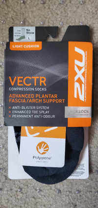 2XU Vectr light cushion 1/4 crew no show Compression Socks NEW