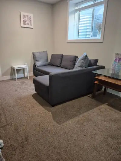 A private room is available in a well-maintained basement unit, featuring a shared washroom, living...