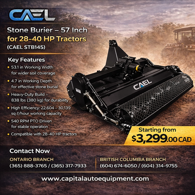 New CAELSTB145 Stone Burier 53-Inch Tractor Attachment Certified, View more