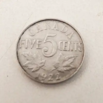 Rare 1922 Canada $0.5c Nickel Coin, View more