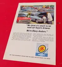 LITTLE 1965 CHEVY OK USED CARS AD WITH 1963 NOVA IMPALA VINTAGE