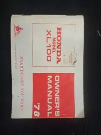 1978 Honda XL 100 Owners manual