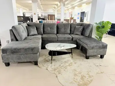 Canapé sectionnel réversible Snow avec pouf (gris), View more
