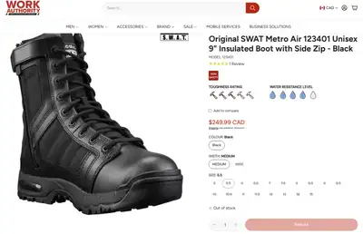 Original SWAT Metro Air 123401 Unisex Insulated Tactical Boots, View more