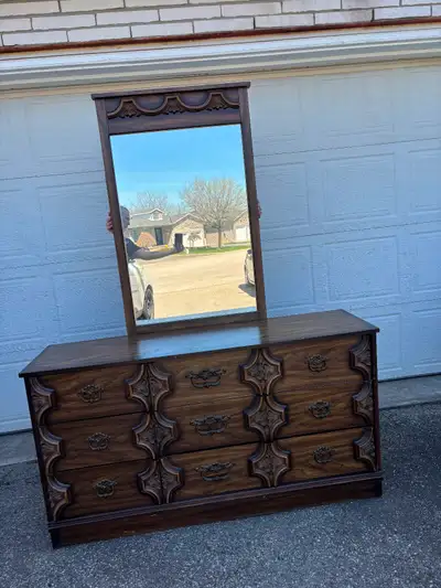 Vintage 6 Drawer Dresser w/ Mirror (Solid Wood), View more