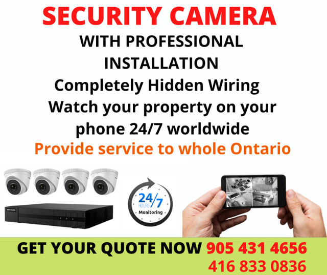 SECURITY CAMERA WITH PROFESSIONALLY HIDDEN WIRES in Other Business & Industrial in Oshawa / Durham Region - Image 2