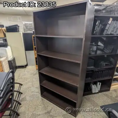 Espresso Bookshelf Bookcase w/ Adjustable Shelves, View more