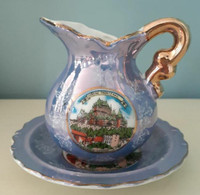 Vintage mini lusterware Chateau Frontenac pitcher & plate Quebec