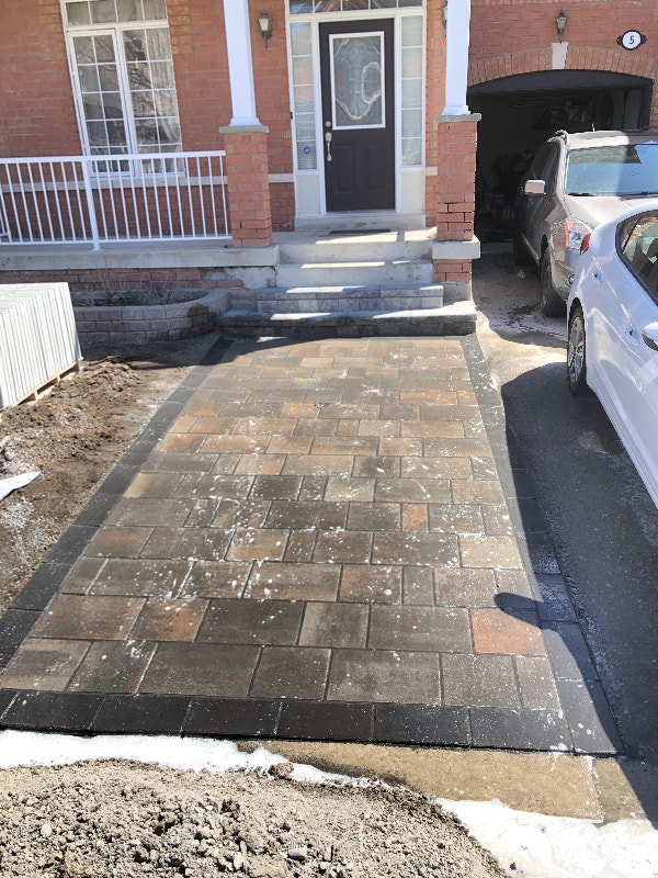 Interlocking driveway and sod installation Interlock, Paving