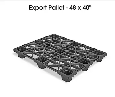 48x40 plastic export pallets for sale. Heavy-duty plastic pallets, good for shipping, storage, wareh...