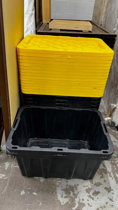 Large black/yellow storage totes. Used condition. Selling together for quick pickup. Pickup in Calga...