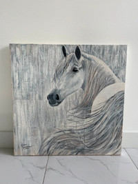 Large Horse Wall Art Textured Cool Tones Painting Local Artist