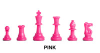 Colored tournament chess set.