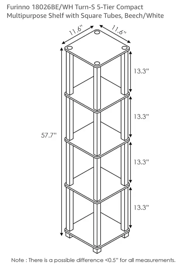 Furinno 18026BE/WH Turn-S 5-Tier Compact Multipurpose Shelf in Bookcases & Shelving Units in Markham / York Region - Image 3