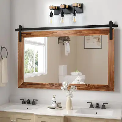 Black Farmhouse Vanity Light Fixture – 3 Light Wall Mount with W, View more