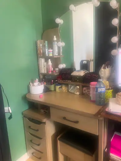 Vanity Desk with Mirror and Storage – For Sale, View more