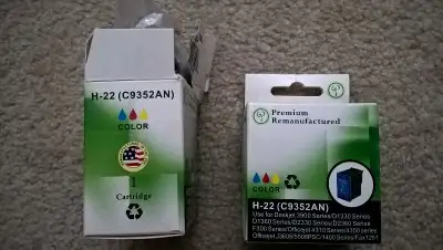 2 remanufactured HP 22 colour inkjet cartridges, View more