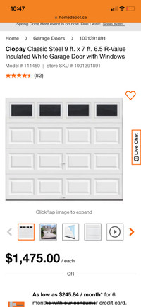 Save $216.75 ….. New Clopay White Premium Series Garage Door