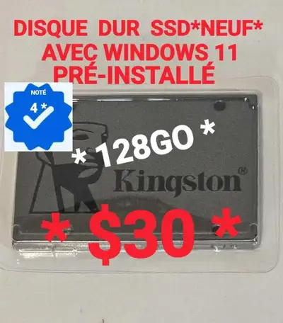 ⭐DISQUE DUR DE 128GO *SSD NEUF + WINDOWS 11 PRÉ-INSTALLÉ⭐, View more