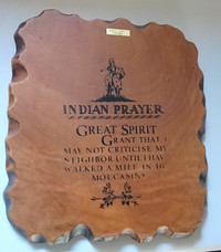 Vintage Indian Prayer Wooden Plaque Souvenir Wall Hanger