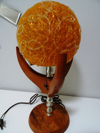 EAMES ERA mid-century modern LUCITE SPAGHETTI table lamp ORANGE