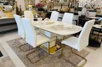 6 Seater Extendable Marble Dining Set – Luxury Table & Chairs |F, View more