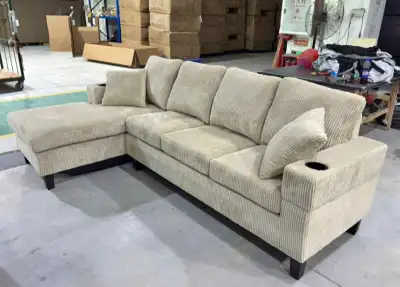 L-Shape Corduroy Reversible 4 Seater Sectional Storage Sofa , View more