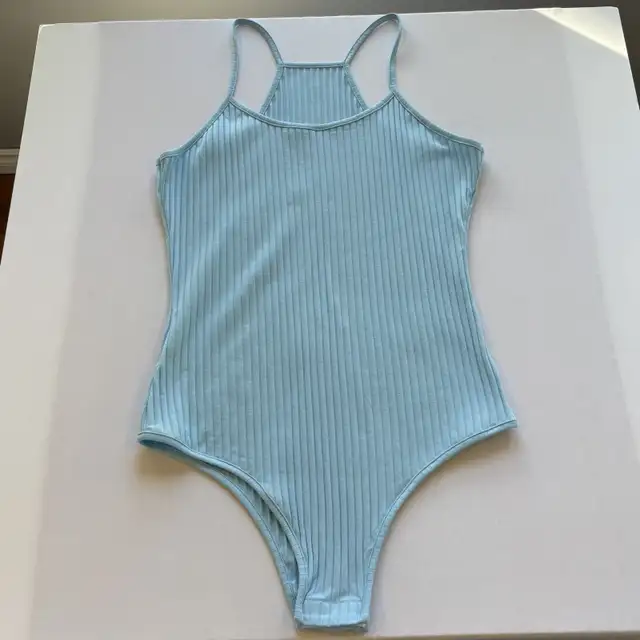 Zaful Light Blue Ribbed Racerback Cami Bodysuit Womens Size XL in Women's - Tops & Outerwear in Winnipeg - Image 3
