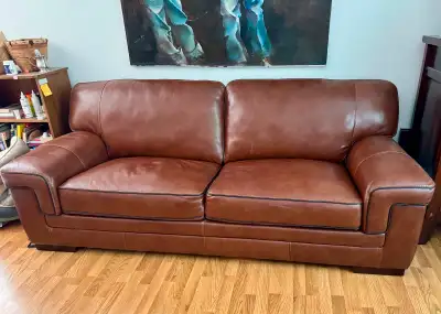 Leather sofa., View more