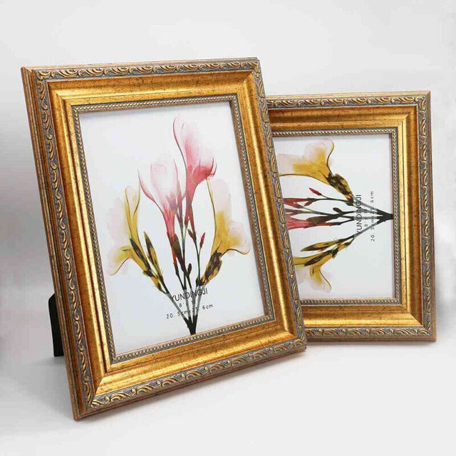 (NEW) 2 x Antique Gold Photo Frames 8”x 10” Black Velvet Back in Home Décor & Accents in City of Toronto