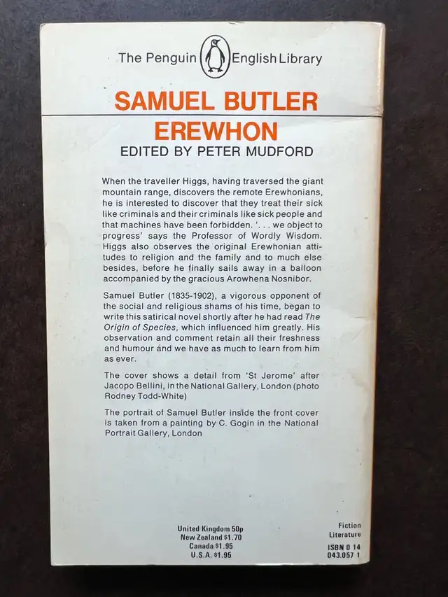 EREWHON by Samuel Butler.  Penguin Paperback in Fiction in City of Toronto - Image 4