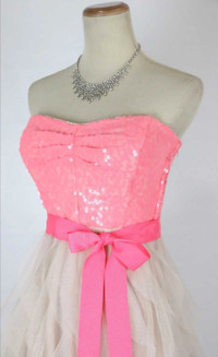 Pink and Tan Prom Dress 