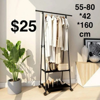 Rolling Garment Rack for Hanging Clothes, Small Metal Pipe Stand