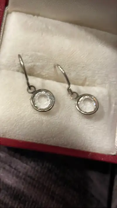 Clear gemstone drop earrings, View more