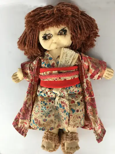 Vintage handmade traditional kimono Japanese cloth doll 15 inch, View more
