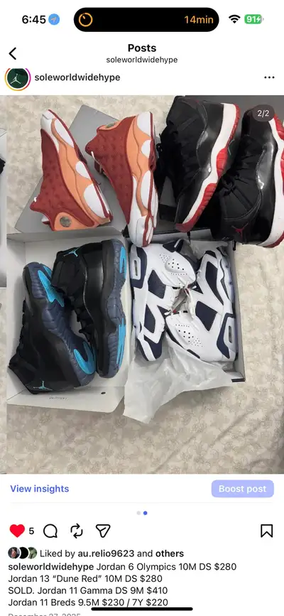 Jordan 11 Breds 9.5M $230 / 7Y $220, View more