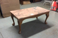 Vintage Italian Pink Marble on claw feet wood table base