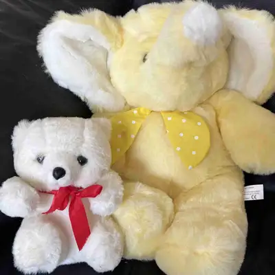 Yellow Elephant and White Teddy Bear Plush Toy, View more