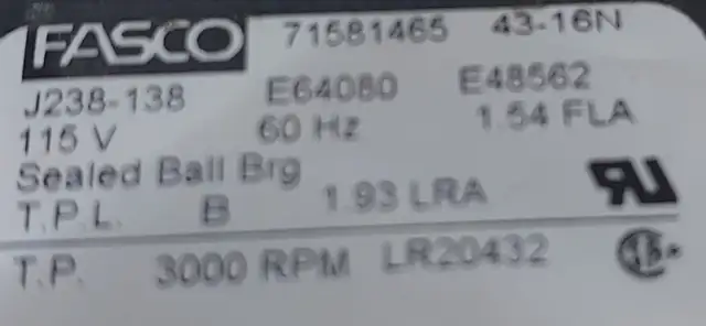 FASCO Inducer Blower Motor – Model 71581465 (J238-138) M004 in Heating, Cooling & Air in City of Toronto - Image 4
