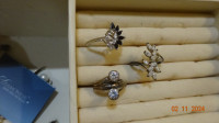3  Lady rings, lovely cluster types, clean,unique, 925