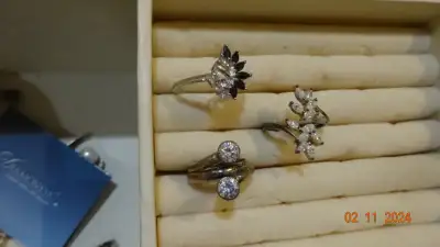 3  Lady rings, lovely cluster types, clean,unique, 925, View more