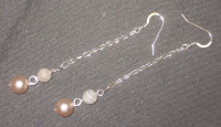 OLD ROSE GLASS PEARLS AND BEADS ON STERLING SILVER EARWIRE