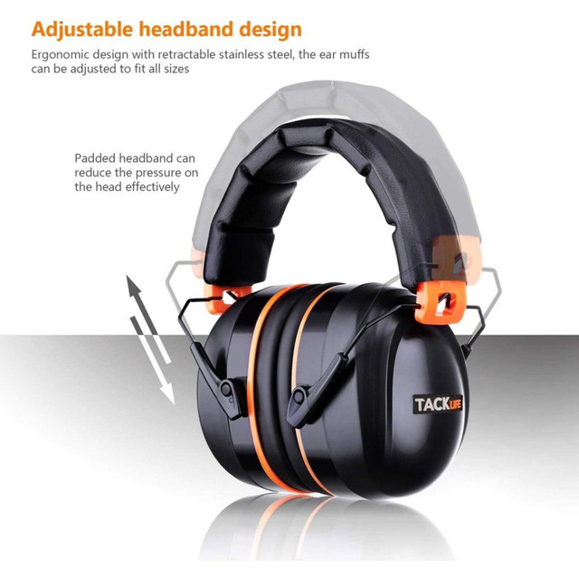 TACKLIFE 35 28DB NOISE REDUCTION SAFETY EAR MUFFS in Speakers, Headsets & Mics in Mississauga / Peel Region - Image 2
