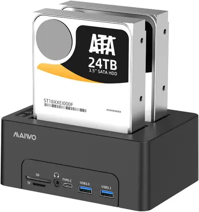 2 Bay Hard Drive Docking Station for 2.5'' 3.5'' SATA HDD/SSD, View more