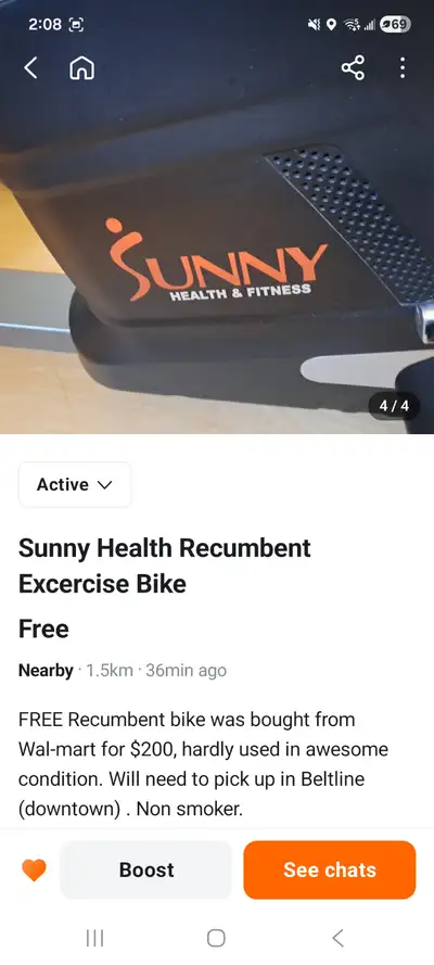 FREE  Recumbent bike, View more
