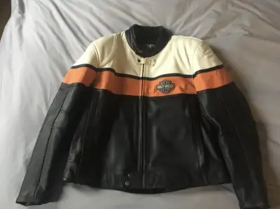 -Harley Davidson Hommes RPM Colorblock Veste en Cuir Noir M Racing 98123-04VM taille 2xl Noir / Ivoi...