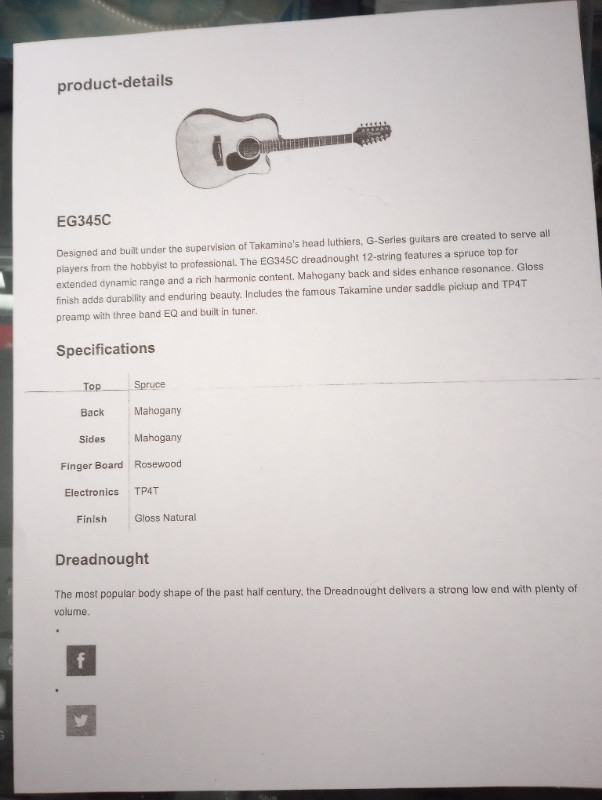 FS: Takamine 12 string acoustic/electric in Guitars in Saskatoon - Image 4